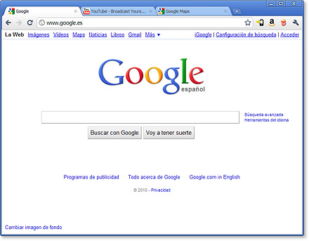 chrome10 Pantalla de Google Chrome 10